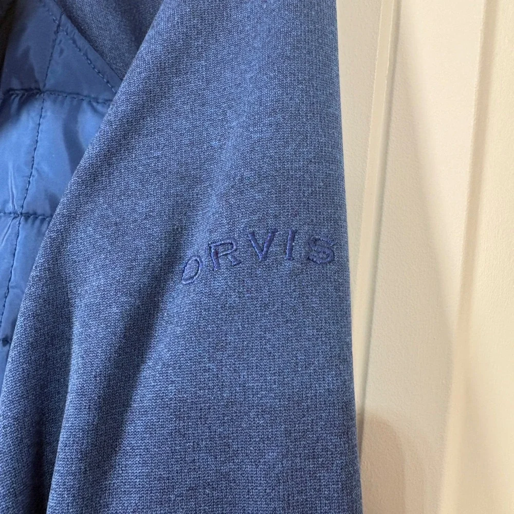 Orvis Blue Men's Hybrid Puffer Fleece Full Zip Jacket XL Quilted Outdoor Layer